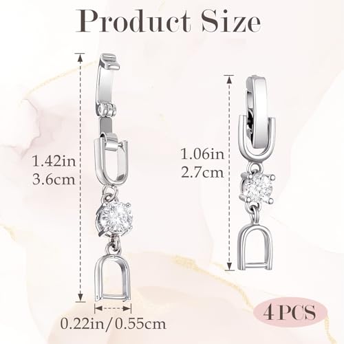 4 Pcs Rhinestone Bracelet Extender, Crystal Silver Necklace Watch Extender Clasp for Women, Foldover Extension Jewelry Clasps Clip for Jewelry Making, Necklace, Bracelet
