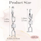 4 Pcs Rhinestone Bracelet Extender, Crystal Silver Necklace Watch Extender Clasp for Women, Foldover Extension Jewelry Clasps Clip for Jewelry Making, Necklace, Bracelet