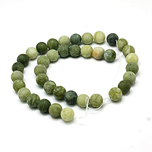 Perlin Taiwan Jade Gemstone Round Beads Taiwan Jade Frosted Semi-Precious Gemstones Jewellery Beads Green Natural Stone for DIY Crafts Making Necklace Bracelet Earrings Accessories (6 mm - 18 Pcs) - size: 6mm, 18 Stück
