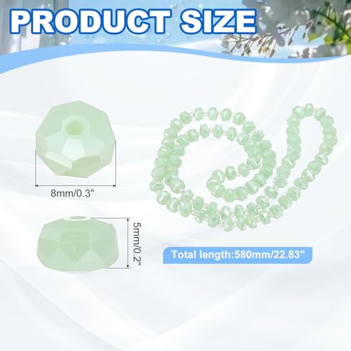 PATIKIL 75 Pcs 8mm OD 5mm Thick Crystal Glass Beads, Rondelle Crystal Beads Faceted Cut Gemstone Strand with Spacer Beads for Craft, Bracelet, Necklace, Light Green Porcelain - color: Light Green Porcelain