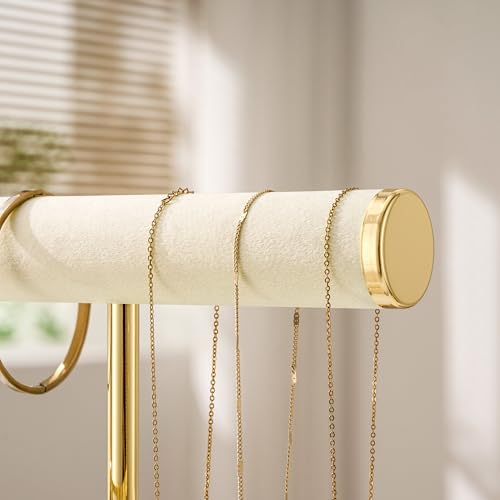 bussdis 2 Tier Bracelet Holder Display - Detachable T Bar Beige Velvet Bracelet Holder, Jewelry Holder Organizer for Bracelet, Necklace, Earrings, Rings - color: Beige