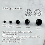 480pcs Crystal Glass Beads 3mm 4mm 6mm 8mm 10mm Round Faceted Glass Spacer Beads for Bracelets Necklace Earring DIY Jewelry Making Craft(Black) - color: Black
