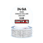 Solid Bare Stainless Steel Wire Round Selection, Dead Soft, 5OZ, 24 Gauge - color: Stainless Steel, size: Stainless Steel 5 OZ - 24 GA