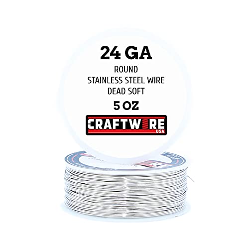 Solid Bare Stainless Steel Wire Round Selection, Dead Soft, 5OZ, 24 Gauge - color: Stainless Steel, size: Stainless Steel 5 OZ - 24 GA