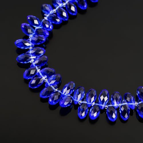 200pcs Czech 12mm Faceted Teardrop Briolette Crystal Glass Loose Beads Pendant Drop Spacer Bulk Sapphire Blue for DIY Jewelry Making CCT2-13 - color: Sapphire blue, size: 12x6mm - 200pcs