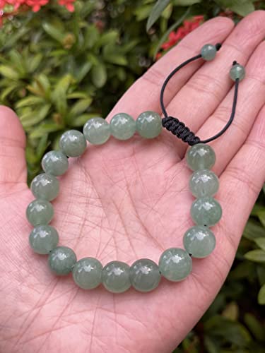 GAF TREASURES Grade A ++ Gemstone Round Bead Adjustable Bracelet 10mm, Genuine Crystal Bead Bracelet, Gift for Men & Women - color: Green Aventurine