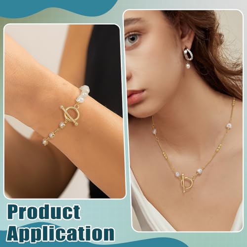 BENECREAT 12 Sets 18K Gold Plated Toggle Clasps, 0.6inch T-Bar Closure Clasp, Closure Connector for Jewelry Making Findings Necklace Bracelet Craft DIY - color: Gold