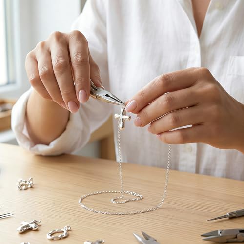 40 Pcs Cross Charms for Jewelry Making, Religious Cross Beads for Bracelets, Crosses for Jewelry Making, Bracelets, Necklaces, DIY Crafts (Silver) - color: 40pcs, 13x12mm, Silver