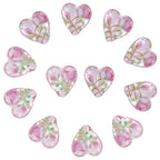 1 Box 20PCS Pink Heart Lampwork Beads Rose Flower Handmade Transparent Flat Glass Clear Floral Spring Garden Loose Spacer Bead Bulk for Jewelry Making Valentine's Day Bracelet Craft Supply