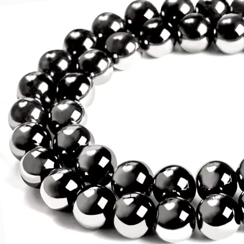 100pcs 8mm Black Hematite Beads Natural Gemstone Beads Round Loose Beads for Crafting and Jewelry Making - color: Black Hematite, size: 8mm