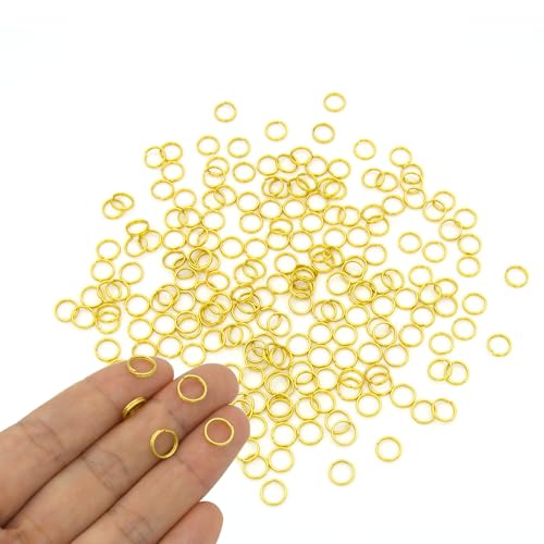 200pcs 8mm Mini Split Jump Ring with Double Loops Small Round Metal Golden Key Rings Connectors for Making Handwork Charms Pendants Key Chains Ornaments DIY Crafts Accessories - color: Golden 8mm 200pcs