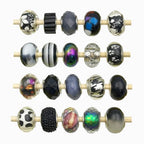 20pcs/Set Random Mixed Color European Style Acrylic Large Hole Beads Bracelet Spacer Beads for Bracelet Necklace Beading Handmade Accessories(SN345-Black)