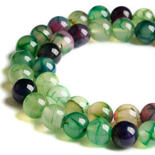 100pcs 6mm Green Dragon Vein Agate Beads Natural Gemstone Beads Round Loose Beads for Jewelry Making - color: Green Dragon Vein Agate, size: 6mm