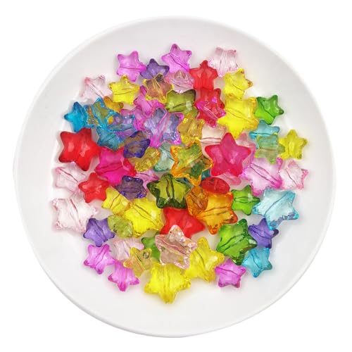 INSPIRELLE 70 Pieces Acrylic Large Star Beads 2 Sizes Transparent Spacer Beads for Jewelry Craft Making - color: 70x Large Transparent Stars