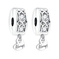 Mothers Day Birthday Number Love Family Friendship Graduation Auntie Grandma Dad Mom Charms for Pandora Bracelets Necklaces, Gifts Women, for Anniversary Valentines Christmas - style: Always Inifinity Pavé Clip Silver