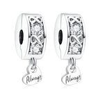 Mothers Day Birthday Number Love Family Friendship Graduation Auntie Grandma Dad Mom Charms for Pandora Bracelets Necklaces, Gifts Women, for Anniversary Valentines Christmas - style: Always Inifinity Pavé Clip Silver