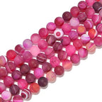 6mm Fushia Stripe Agate Matte Round Natural Gematone Loose Beads for Jewelry Making DIY 1 Strand 15" - color: Matte Fushia Stripe Agate, size: 6mm
