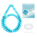 Natural Stone Beads Round Genuine Real Stone Beading Strand Loose Gemstones DIY Smooth Bead for Bracelet Necklace Earrings Jewelry Making (Blue Turquoise, 6mm 60 Pieces) - color: Blue Turquoise, size: 6mm 60pcs