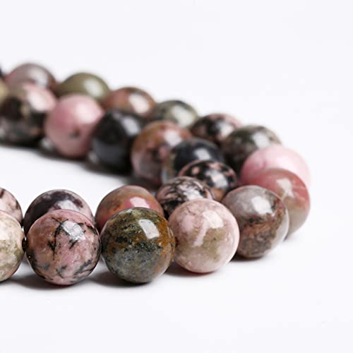 10MM 36PCS Natural Stone Black Stripe Rhodochrosite Gemstone Beads for Jewelry Making DIY Bracelet Necklace Semi Precious Crystal Beads - color: Black Stripe Rhodochrosite, size: 10mm