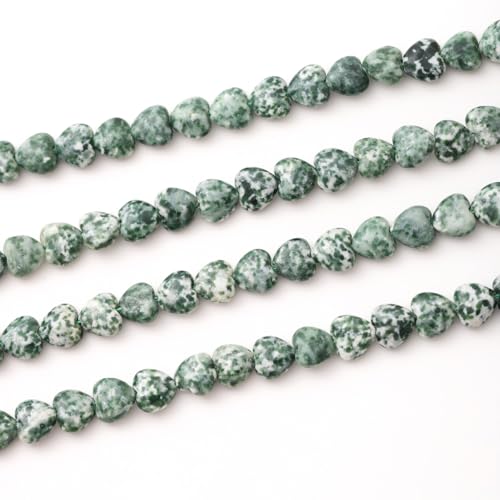 10mm Natural Green White Sodalite Stone Beads Heart Shape DIY Loose Gemstone Energy Healing Crystal Charms for Jewelry Making Handmade - color: Green White Sodalite