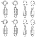 S925 Silver Magnetic Necklace Clasps, S925 Jewelry Making Connectors, Chain Extender Converters for Bracelets Necklace, 8 Pack (8pcs Silvery A) - color: 8pcs silvery A
