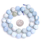 GEM-Inside Natural 12mm Aquamarine Quartz Gemstone Loose Beads Frosted Round A Grade Crystal Energy Stone Power for Jewelry Making 15" - color: Aquamarine, size: 12mm