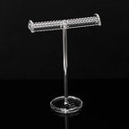 Isaac Jacobs Clear Acrylic Necklace & Bracelet Holder (8” inch T-Bar)– Hanging Chain and Bangles Organizer Sleek & Sturdy Stand for Jewelry – Storage Solution- Bedroom- Bathroom – Countertop - size: 8-Inch Wide Bar