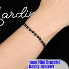 QOGIR 14k gold Handmade Healing Bracelet, Natural Gem Stone Crystal Elastic Gold Bracelet - color: Black Onyx Silver - Protecting and Grounding, size: 4m