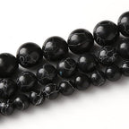 Black Turquoise Stone Beads for Jewelry Making Gemstone Round Crystal Bracelet Necklace 1 Strand 15.5inch 35PCS 10MM - color: Black turquoise, size: 10MM