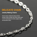 KYUNHOO 16.4 Feet Stainless Steel Chain Bulk Dainty Embossed Oval Cable Link Chain Roll Silver Jewelry Making Chains for Women Men DIY with Jump Rings Lobster Clasps - color: Silver Lip