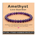 AD Beads Handmade Gemstone Stretch Elastic Bracelet Crystal Healing Reiki Nature's Beauty and Spiritual Essence Unisex - color: Amethyst (Love Guardian), size: 6mm