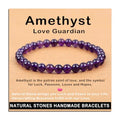 AD Beads Handmade Gemstone Stretch Elastic Bracelet Crystal Healing Reiki Nature's Beauty and Spiritual Essence Unisex - color: Amethyst (Love Guardian), size: 6mm