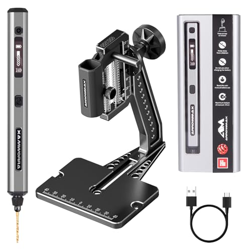 Mini Electric Drill Pen with Benchtop Press, 5-Speed, 10 Small Drill Bits with Aluminium Box, LED Lights, OLED Display, Resin Drill Set For Jewelry Making, Plastic, Wood (SDS ULTRA PLUS) - style: SDS ULTRA PLUS