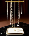 VROOMIUM Necklace Holder- Ceramic Base 1ft Height Jewelry Organizer Stand, Aesthetic Jewelry Hanger Display for Necklaces, Bracelets, Rings, Exhibidor de Collares-Classic White - color: Sq. Lux White