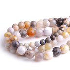 Natural Stone 6mm Bamboo Leaf Agate Smooth Round Loose Beads Energy Gemstone DIY for Jewelry Making Bracelet Necklace 1 Strand 15" - color: Bamboo Leaf Agate, size: 6mm