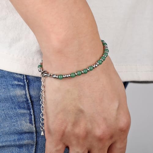 LPBeads Beaded Bracelets for Women Energy Gemstone Charm Jewelry Adjustable Bracelet Gifts for Mom, Daughter, Wife, Friends, Bestie - color: Green Aventurine