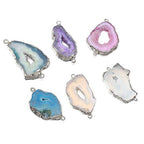 Natural Agate Geode Crystal Druzy Connectors Pearl Links Jewelry Connectors Charms DIY for Necklace or Jewelry Making（3 pcs） - size: 20X40-30X60mm