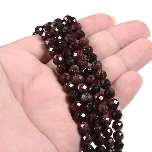 6mm Red Garnet Faceted Gemstone Round Loose Beads Strand 15.5-17" DIY Jewelry Making - color: Red Garnet