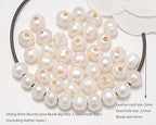 AD Beads Natural Gemstone 8mm Round Loose Beads Big Hole 2.5mm Sized 40pcs (White Pearl) - color: White Pearl