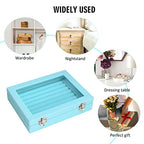 Vicoter Rings Organizer Tray 7 Slots Velvet Jewelry Earring Storage Box with Transparent lid Jewelry Display Case for Girls Wife Mom Women (Light Blue) - color: Light Blue