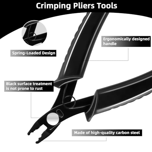 URSKYTOUS Bead Crimping Pliers Bead Crimper Tool for Jewelry Making 5 Inch Crimping Pliers Tool with PVC Handle Jewelry Crimper Plier for Bracelet Beading DIY Craft Jewelry Making Supplies (Black) - color: Rm Black