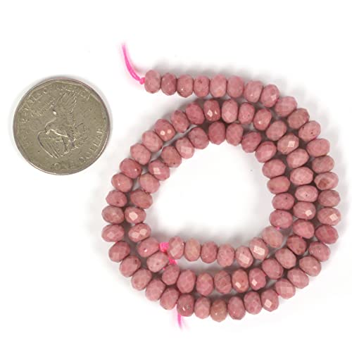 6mm Natural Pink Rhodonite Faceted Rondelle Loose Beads Jewelry Making DIY Bead 16 Inch - color: Pink Rhodonite