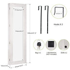 SRIWATANA Jewelry Armoire Cabinet, Solid Wood Jewelry Organizer with Full Length Mirror Wall/Door Mounted(Washed White) - color: Washed White
