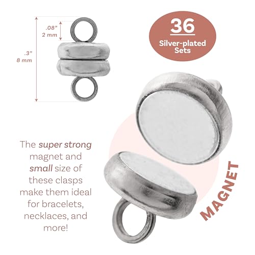 The Beadsmith Silver-Plated Clasps – Brass Jewelry Findings, 6 x 4.5 mm, 36 Set - color: Silver