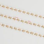 White Enamel Cable Chain Customize Necklace DIY Jewelry Chain Roll, 2 Meters Gold Plated Brass Chain with Jump Rings and Lobster Clasps - color: White