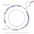 Natural Crystal Cut Bead Bracelet, 925 Silver Faceted Gemstone Jewelry for Women, Handmade Chakra Design Gift for Birthday Christmas Daily Wear - color: Purple Amethyst
