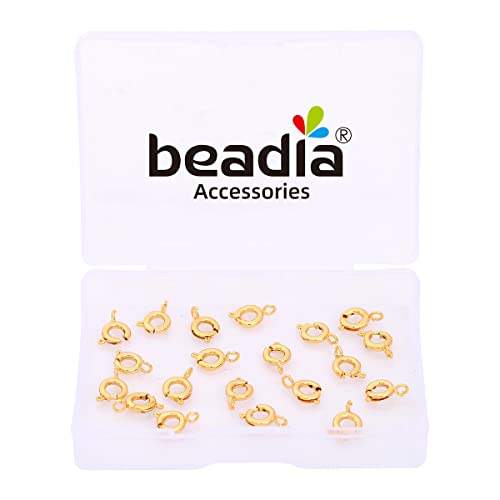 BEADIA 18K Gold Plated Spring Clasps Non Tarnish 6mm 20pcs for Jewelry Making Findings - color: Spring Clasps Gold, size: 6mm