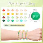 DUQGUHO 8mm Red Yellow and Green Beads for Bracelets Glass Beads for Jewelry Making 24 Colors Round Beads Bulk 520PCS - color: 11-Red Yellow Green