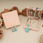 2 Pcs Boho Lapis Lazuli Jewelry Set for Women - Handmade Natural Stone Beaded Long Necklace with Oval Lapis Lazuli Pendant & Trapezoid Lapis Lazuli Earrings | Vintage Elegance | Ideal Gift for Her - style: Amazonite Pendant