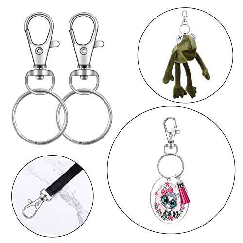 70PCS Swivel Snap Hooks with Key Rings, Metal Lobster Claw Clasp, Keychain Rings for Crafts 1.25inch/32mm - color: silver, size: 32mm